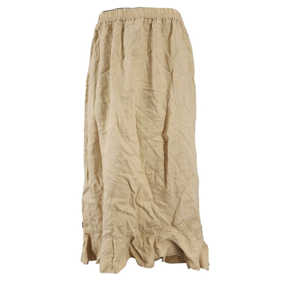 Vintage Women's Donna 100% Linen Long Maxi Skirt Bottom Ruffle Large USA Made